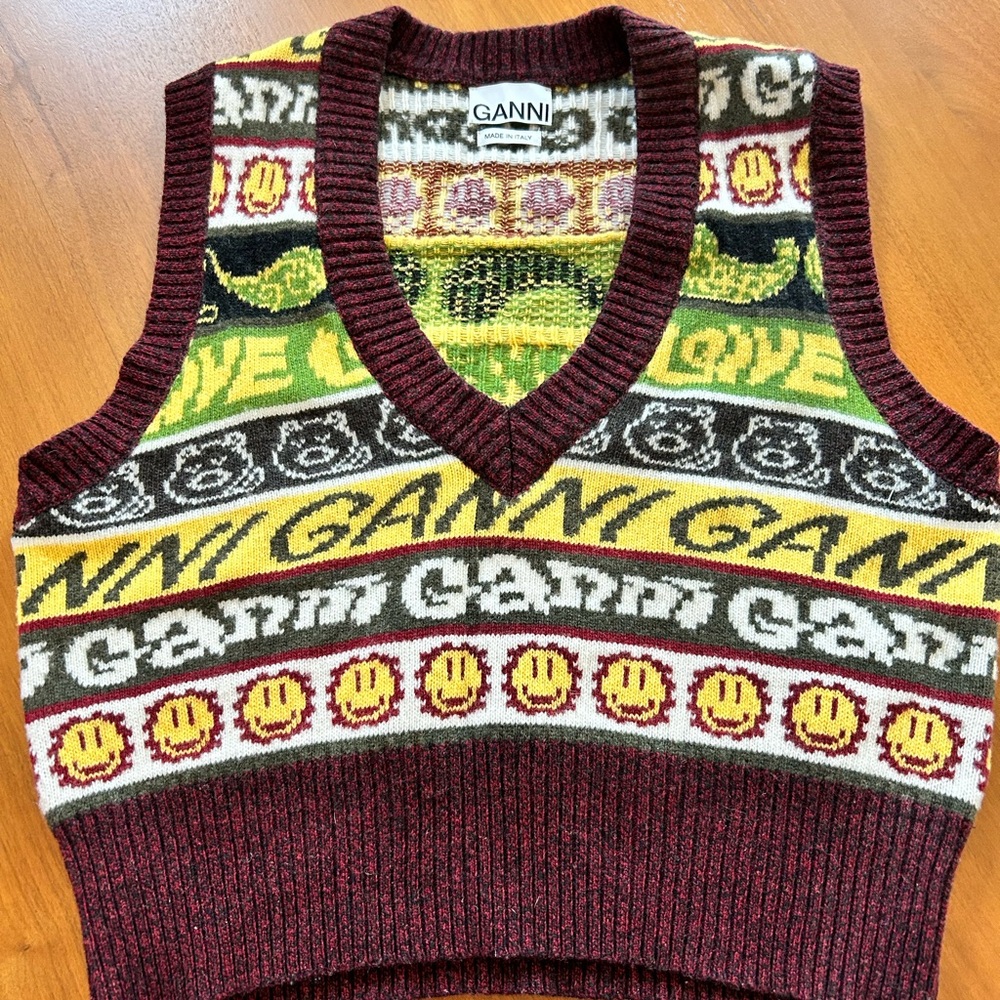 Ganni Multicolor V-Neck Sweater Vest